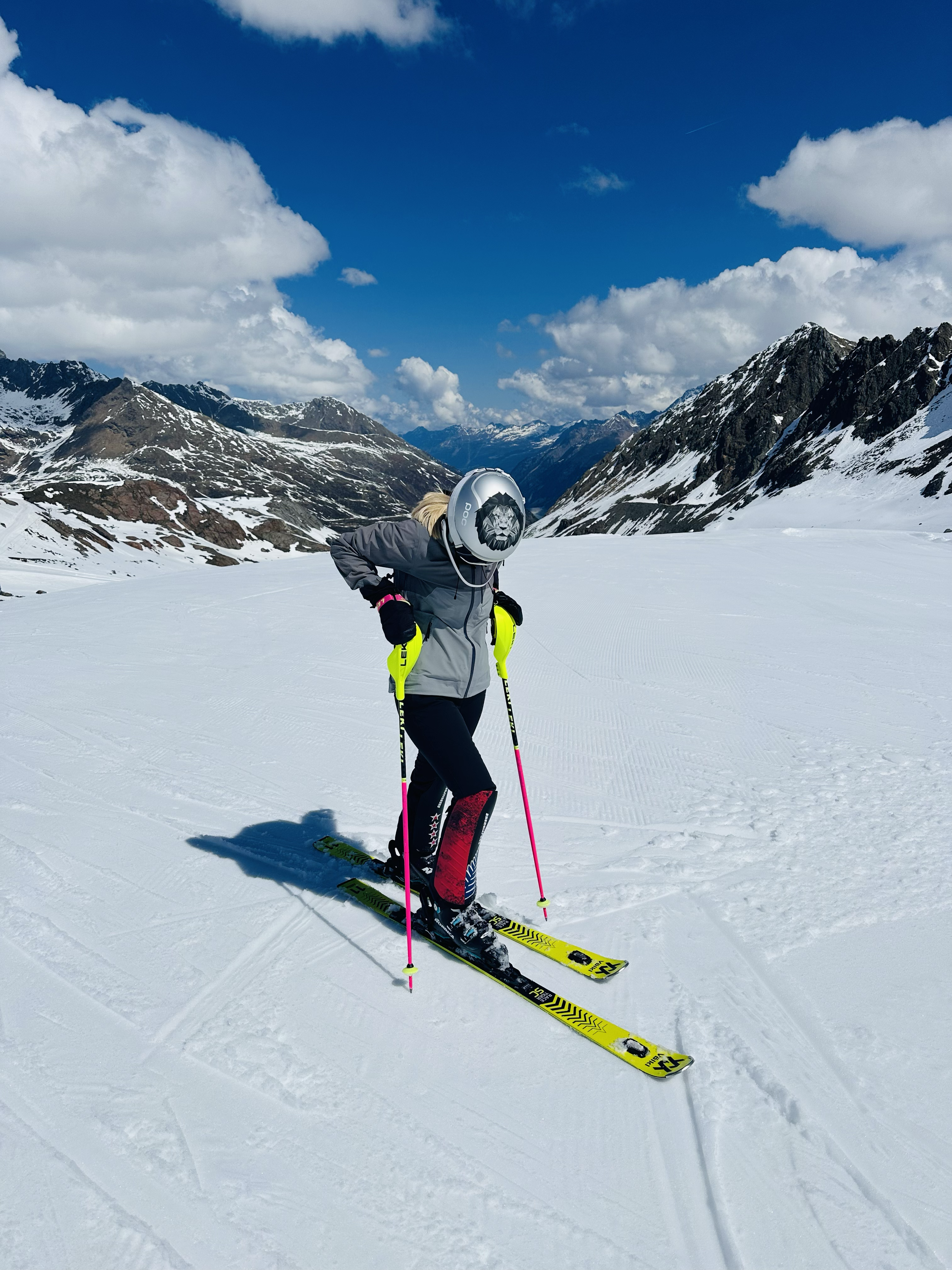Skier on a snowy mountain slope