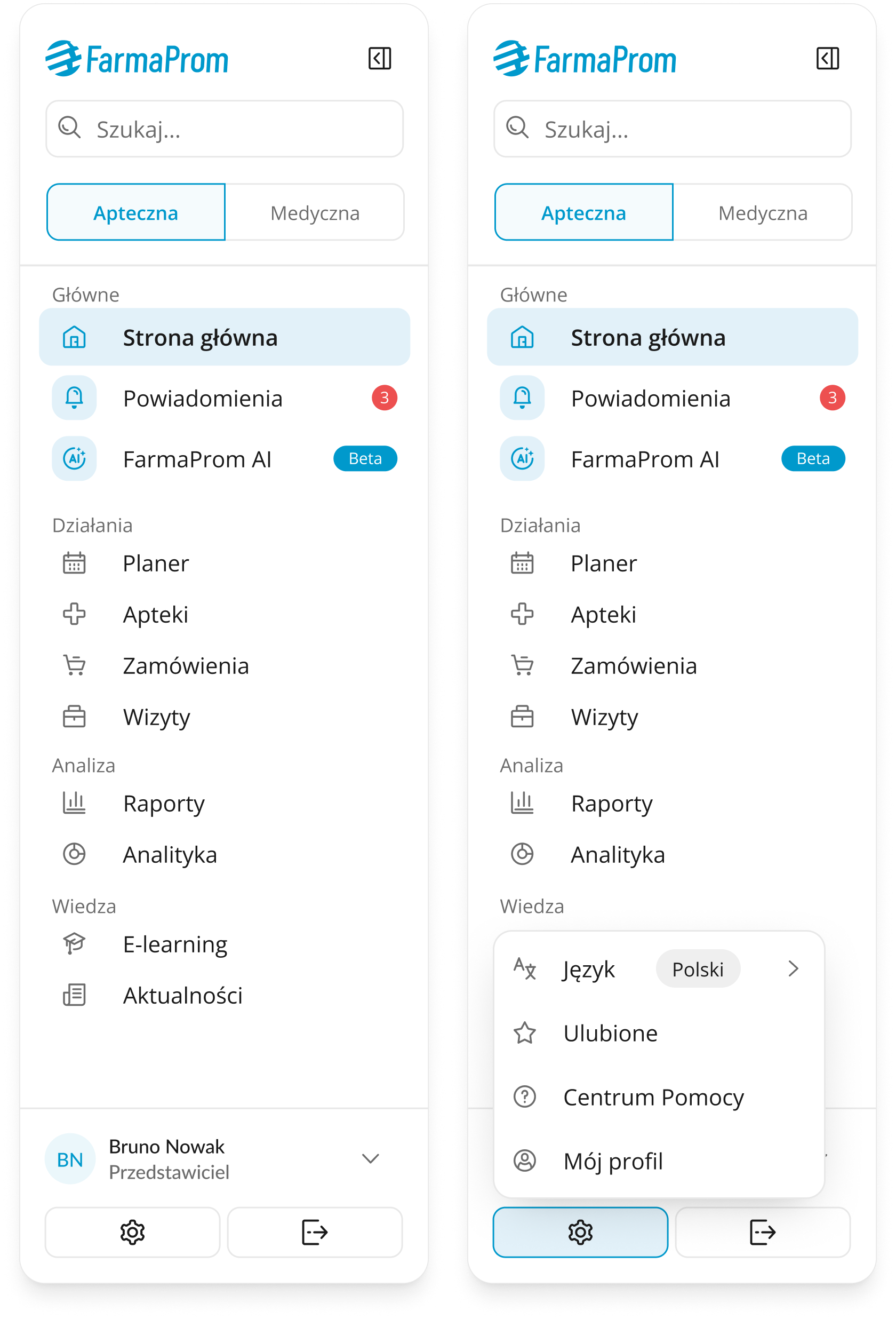 Redesigned product navigation with clearer grouped sections and utility area