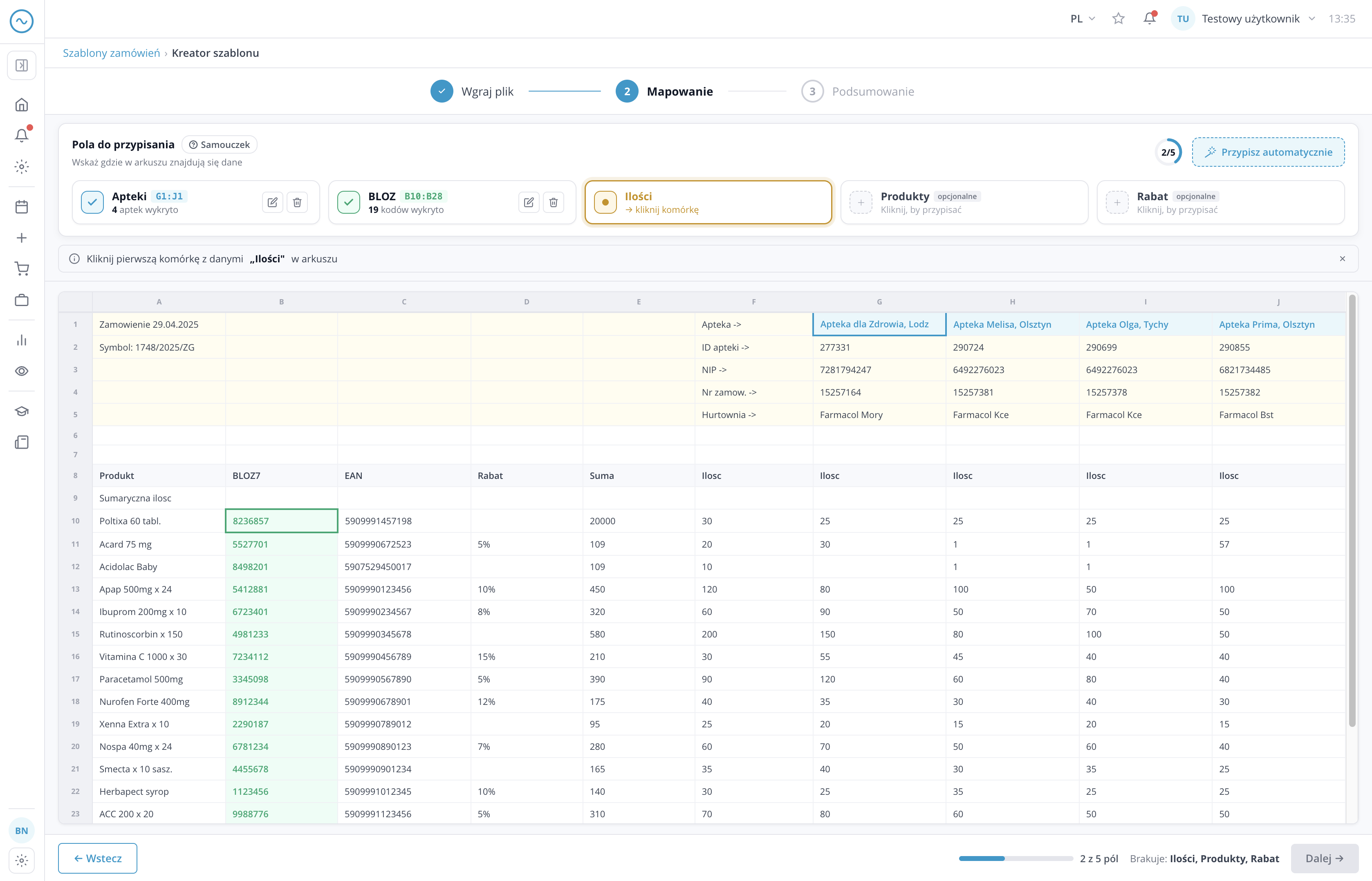New order template workflow with automapping and reusable template logic